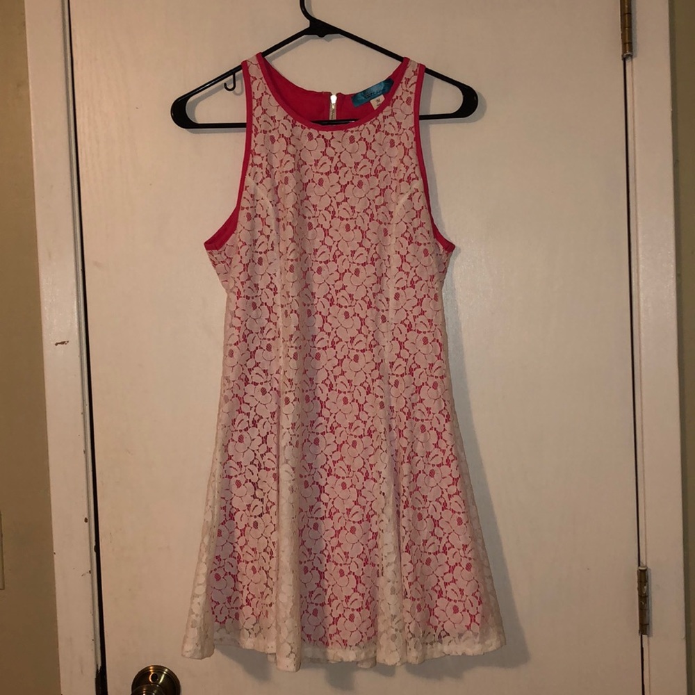 Pink and white lace dress